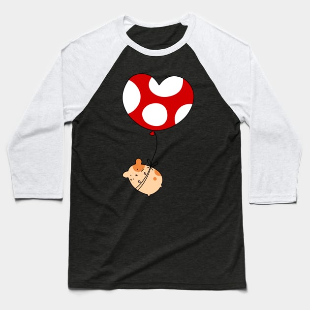 Heart Balloon Hamster Baseball T-Shirt by saradaboru